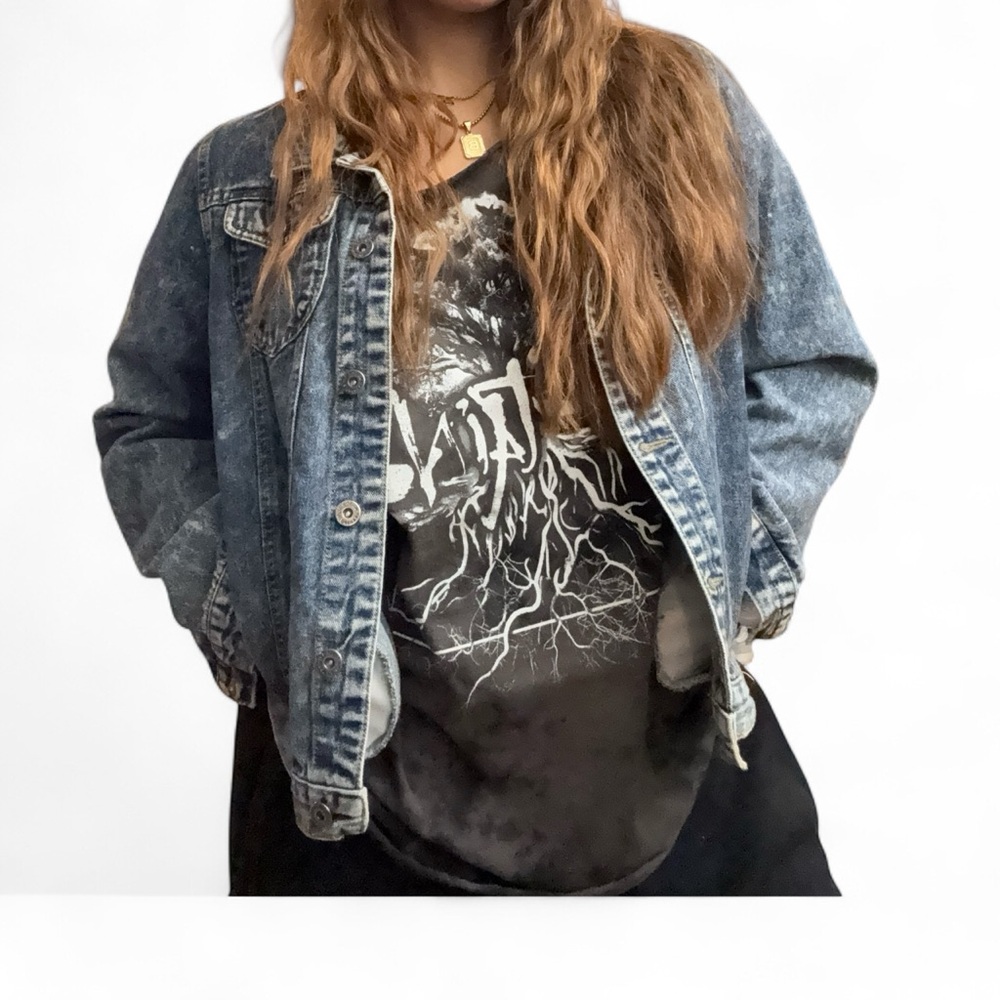 Acid Wash Blue Denim Jacket with pockets